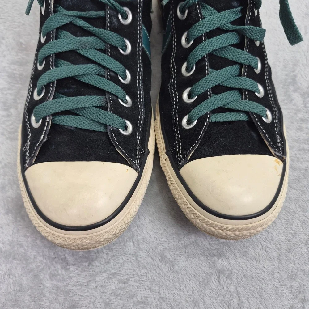 Converse Star Player High Top Black Suede Teal Green Star Chevron Sneakers Men 9